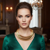 Tribal Gold Square Spring Articulated Necklace