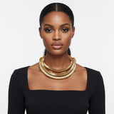 Tribal Gold Square Spring Articulated Necklace