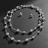 Convertible Stretch Silver Bead 60 inch Necklace