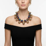 Necklace Black Iridescent Gold Bubble Ball Bead