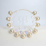 Necklace Clear Iridescent Gold Bubble Ball Bead