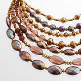 Layered Brown Crystal Beads & Gold Coil Necklace