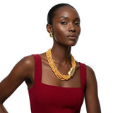 Tribal Mustard Yellow Cube Bead 9 Strand Necklace