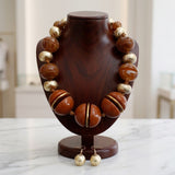 Swirled Caramel Brown Marble Chunky Bead Necklace