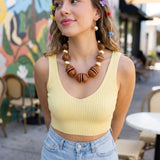 Swirled Caramel Brown Marble Chunky Bead Necklace