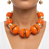Orange & Gold Marble Chunky Bead Necklace