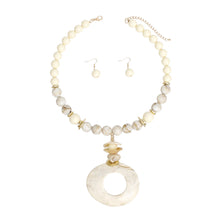 Cargar imagen en el visor de la galería, Pendant Cream Marble Bead Long Tribal Necklace
