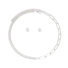 Load image into Gallery viewer, Silver CZ Mixed Link Necklace
