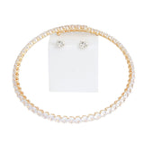 Memory Wire Choker Gold Rhinestone Wrap Necklace