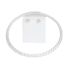 Cargar imagen en el visor de la galería, Memory Wire Choker Silver Rhinestone Wrap Necklace
