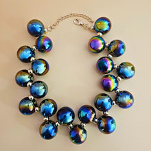 Load image into Gallery viewer, Necklace Black Iridescent Bubble Ball Bead Set
