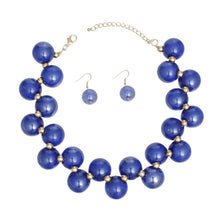 Cargar imagen en el visor de la galería, Necklace Blue Swirled Marble Bubble Ball Bead Set
