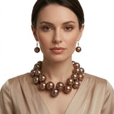 Dark Brown Marble Bubble Ball Bead Necklace
