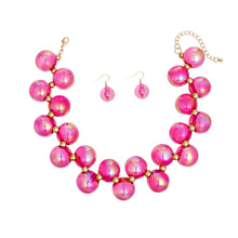 Load image into Gallery viewer, Necklace Fuchsia Iridescent Bubble Ball Bead Set
