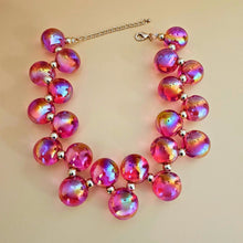 Load image into Gallery viewer, Necklace Fuchsia Iridescent Bubble Ball Bead Set
