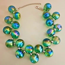 Load image into Gallery viewer, Necklace Green Iridescent Bubble Ball Bead Set
