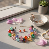 Necklace Dark Multi Iridescent Bubble Ball Bead