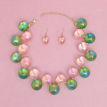 Load image into Gallery viewer, Necklace Pink Green Iridescent Bubble Ball Bead
