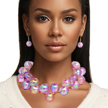 Load image into Gallery viewer, Necklace Purple Iridescent Bubble Ball Bead Set
