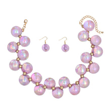 Load image into Gallery viewer, Necklace Purple Iridescent Bubble Ball Bead Set
