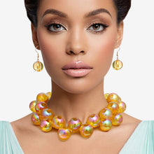 Load image into Gallery viewer, Necklace Yellow Iridescent Bubble Ball Bead Set
