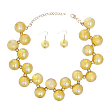 Load image into Gallery viewer, Necklace Yellow Iridescent Bubble Ball Bead Set
