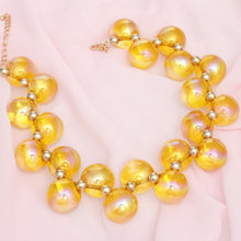 Load image into Gallery viewer, Necklace Yellow Iridescent Bubble Ball Bead Set
