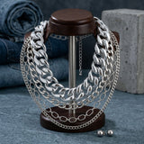Silver Multi Link Style 4 Layer Chain Necklace