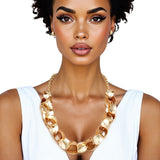 Chain Polished Gold Oval Link Long Necklace