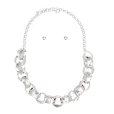 Chain Polished Silver Oval Link Long Necklace