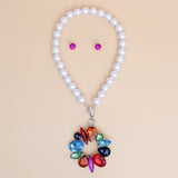 Toggle Pearl Multicolor Crystal Pendant Necklace