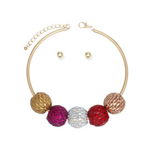 Load image into Gallery viewer, Collar Multi Rhinestone Disco Ball Necklace Set
