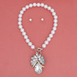 Toggle Pearl and Clear Glass Pendant Necklace