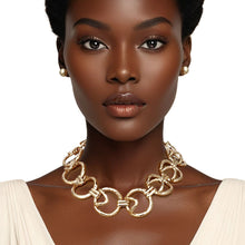 Load image into Gallery viewer, Chain Gold Edgy Sculptured Round Link Necklace
