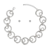 Chain Silver Edgy Sculptured Round Link Necklace