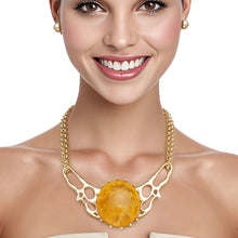 Cargar imagen en el visor de la galería, Collar Mustard Resin Dome Gold Chain Necklace Women
