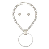Pendant Silver Chunky Chain Ring Necklace Women