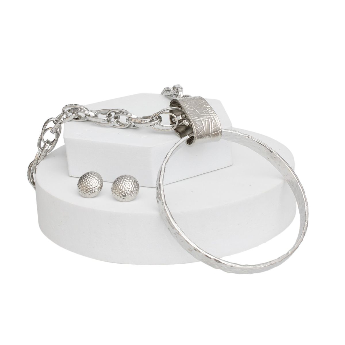 Pendant Silver Chunky Chain Ring Necklace Women