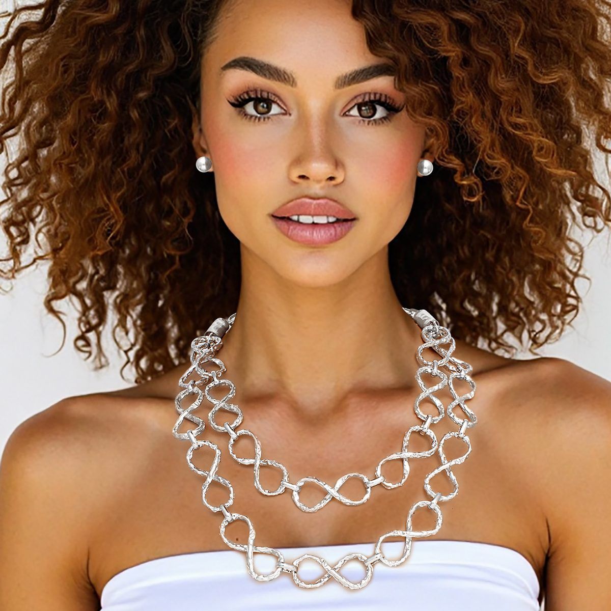 Chain Silver Infinity Chain Link Rugged Necklace