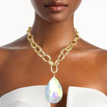 Cargar imagen en el visor de la galería, Pendant Bold Aurbo Teardrop Crystal Chain Necklace
