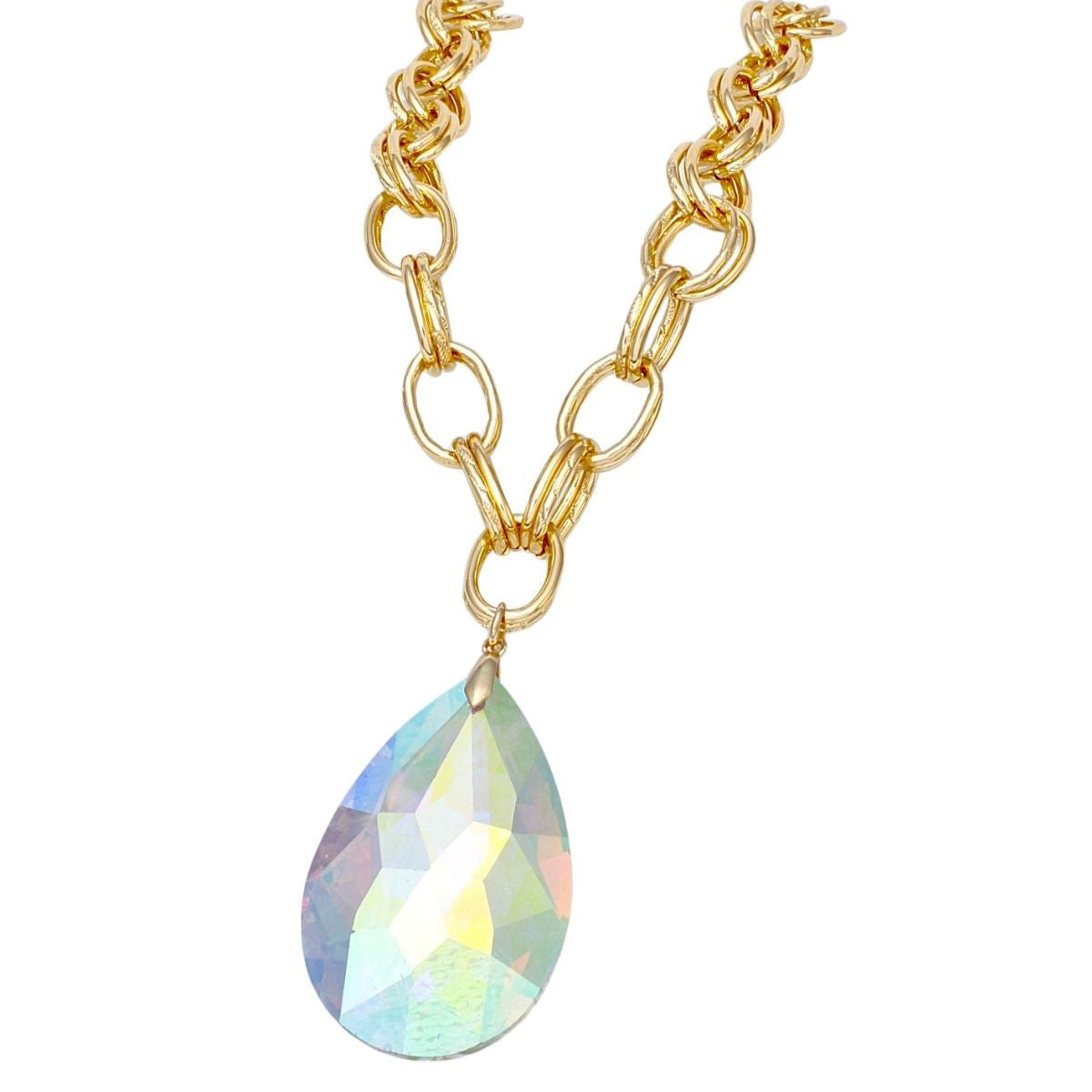 Pendant Bold Aurbo Teardrop Crystal Chain Necklace