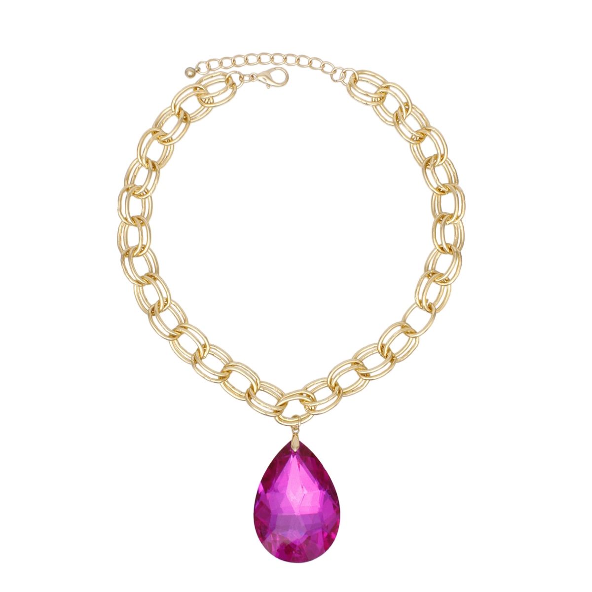 Pendant Bold Fuchsia Teardrop Crystal Necklace