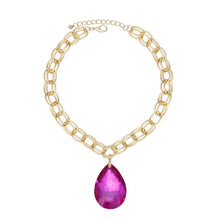 Cargar imagen en el visor de la galería, Pendant Bold Fuchsia Teardrop Crystal Necklace
