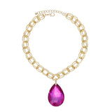 Pendant Bold Fuchsia Teardrop Crystal Necklace