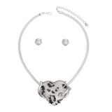 Pendant Leopard Heart Silver Mesh Chain Necklace