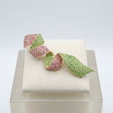 Encrusted Brooch AKA Pink Green Flowy Ribbon Pin