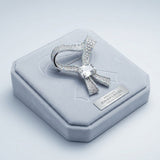 Silver and Clear Glass Crystal Woven Ribbon Brooch