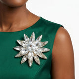 Oversized Brooch Gold Marquise Crystal Flower Pin