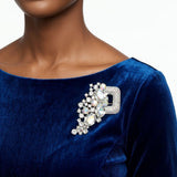 Aurbo Silver Cascading Crystal Square Brooch Pin