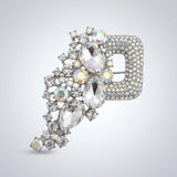 Aurbo Silver Cascading Crystal Square Brooch Pin